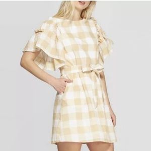 Pale Yellow & White Gigham Sun Dress